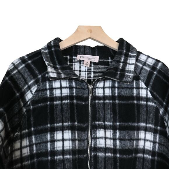 Philosophy Womens M Black White Plaid Zip Front Jacket - Picture 4 of 10